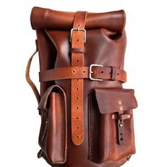 Leather Backpack For Overnight Trips, Leather Satchel With Adjustable Strap For Overnight Trips, Leather Duffle Bag With Detachable Strap For Daily Use, Leather Duffle Bag With Double Handle For Daily Use, Brown Leather Duffle Bag With Detachable Handle, Rugged Leather Duffle Bag With Waxed Finish, Vintage Leather-lined Duffle Bag For Travel, Leather Duffel, Leather Projects