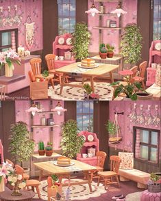 this is a collage of the interior of a dollhouse