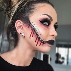 Fantasy halloween makeup ideas image result - Costumes - #costumes #Fantasy #Halloween #Ideas #Image #Makeup #Result Carnaval Make-up, Fete Emo, Stitches Makeup, Make Up Diy, Holloween Makeup, Uhyggelig Halloween