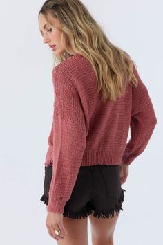 A classic lightweight sweater that's perfect for cooler days. It has a quality knit design and solid color wash. O'Neill Women's pullover sweater 19" In Length Soft feel Crew neckline Ribbed cuffs and bottom hem 100% Cotton Casual Soft-washed Cotton Sweater, Cozy Soft-washed Crew Neck Sweater, Soft-washed Crew Neck Winter Sweater, Cheap Soft-washed Cotton Sweater, Red Soft Knit Crew Neck Sweater, Pullover Sweater Women, Tops Fall, Light Weight Sweater, Women Pullover