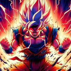 an image of the character gohan from dragon ball zoron, with lightning coming out