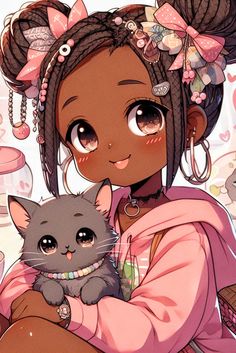 a girl holding a gray cat in her arms and looking at the camera with big eyes