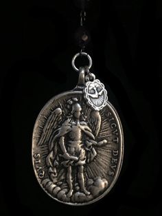 Cristo Rey Rosary Necklace with Saint Michael & Guadalupe in Turquoise and Silver - Whispering Cowgirl Memorial Spiritual Coin Pendant Jewelry, Spiritual Memorial Coin Pendant Jewelry, Saint Michael The Archangel, Dove Of Peace, Michael The Archangel, Virgin Of Guadalupe, Saint Michael, Our Lady Of Guadalupe, Lady Of Guadalupe