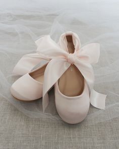 Spring Wedding Shoes With Satin Bow And Round Toe, Spring Wedding Shoes With Satin Bow, Wedding Shoes With Bow And Round Toe, Spring Ballet Flats With Satin Bow And Closed Toe, Spring Wedding Ballet Flats With Bow, Pink Ballet Flats With Bow And Round Toe, Pink Flats With Bow And Round Toe, Blush Pink Shoes, Preppy Family