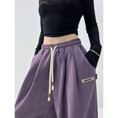 Women's Suede Wide-Leg Dance Pants

Material: 100%Polyester

Size: S, M, L,

Color: Purple, Apricot

Applicable Season: Spring, Summer Purple Relaxed Fit Sweatpants With Pockets, Baggy Full-length Bottoms With Drawstring, Trendy Baggy Harem Pants With Elastic Waistband, Trendy Full-length Harem Pants With Elastic Waistband, High-waisted Harem Pants For Streetwear, High Waist Elastic Harem Pants For Streetwear, Baggy Wide-leg Pants With Drawstring, Streetwear Wide Leg Harem Pants With Elastic Waistband, Trendy Purple Wide-leg Pants