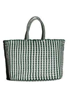 Emerald and white check woven leather tote with tonal woven handles. Tote measures W: 11.75 x D: 5.5" x 9.75" with a 7" Handle Drop. 100% Buffalo Leather. *Buffalo leather develops a beautiful patina by deepening in color over time. It is vulnerable to water stains and tonal changes from the sun. It is recommended to avoid contact with lighter fabrics, as vegetable dyes have the potential to transfer. White Rectangular Bag With Intrecciato Weave, White Woven Leather Tote Shoulder Bag, White Shoulder Bag With Intrecciato Weave For Everyday, White Woven Leather Tote Bag, White Intrecciato Weave Shoulder Bag For Everyday Use, White Woven Leather Bag For Everyday Use, White Woven Leather Bag For Daily Use, Summer White Intrecciato Bag, White Bags With Intrecciato Weave And Double Handle