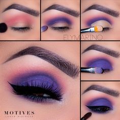 Teknik Makeup, Make Up Designs, Purple Smokey Eye, Kohl Eyeliner, Purple Eye Makeup, Makeup Tutorial Eyeshadow, Purple Makeup, Eye Makeup Steps, Beautiful Eye Makeup