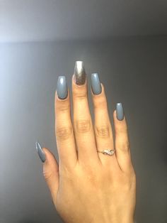 Winter nail idea Neutral Nails, Coffin Nails, Winter Nails, Blue And Silver, Blue, Silver