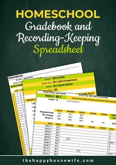 the homeschool grade book and recording keeping spreadsheet