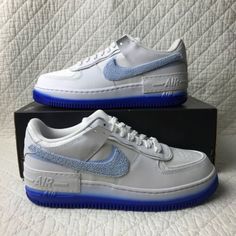 ad eBay - Find many great new & used options and get the best deals for Nike Air Force 1 Shadow Shoes Women’s SZ 10 White/Royal Blue FJ4567-100 at the best online prices at eBay! Free shipping for many products! Nike Force 1, Nike Air Force 1 Shadow, Air Force 1 Shadow, Wedding Suit, Nike Air Force 1, Vintage Logo, Layers Design, Shoes Women, Wedding Suits