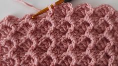 the crochet stitch is being worked on