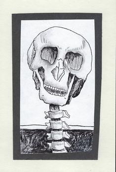 a black and white drawing of a human skull