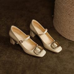 Introducing our new mary jane chunky heels! These heels are the perfect combination of classic and modern. The square toe and nude color are chic and elegant. while the gold chain detailing adds a touch of luxury. They'll elevate any outfit. whether you're dressing up for a special occasion or just want to add a little glamour to your everyday look. Trust us. these heels are impossible to resist! Upper: Patent Leather Lining: Leather Outsole: TPR Toe: Square Toe Heel: 7cm/2.8'' Closure: Buckle S Square Toe Mary Jane, Square Toe Heels, Chic And Elegant, Mary Jane Heels, Jane Shoes, Nude Color, Mary Jane Shoes, Shoe Size Chart, Chunky Heels