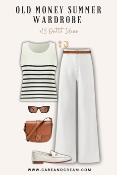 Old Money Summer Capsule Wardrobe + 15 Outfit Ideas Relaxed Old Money Outfits, Elegant Capsule Wardrobe, Belly Clothes, Capsule Wardrobe Women