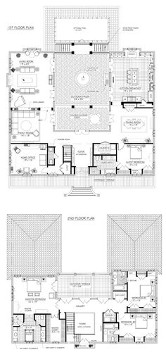 two floor plans for a modern house