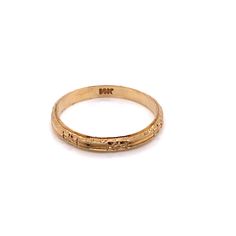 Vintage 1940's 14k yellow gold engraved orange blossom stackable wedding band. The band is 2.5mm wide and 1.1mm high off the finger. The finger size is a 5.25 and it can be adjusted upon request. The band is perfect to stack with other bands or match with your vintage engagement ring. Heirloom Yellow Gold Stackable Rings, Antique Stamped Yellow Gold Engraved Ring, Vintage Round Band Stackable Rings, Heirloom Yellow Gold Engraved Stackable Rings, Vintage 14k Gold Adjustable Stackable Rings, Heirloom Engraved Yellow Gold Stackable Rings, Stamped Vintage Yellow Gold Rings, Vintage 14k Gold Stamped Engraved Ring, Vintage Yellow Gold Stackable Wedding Rings