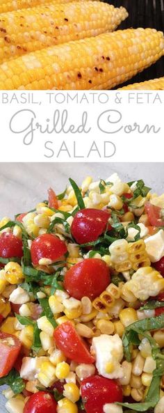 a salad with tomatoes, corn and spinach on it is shown in a glass bowl