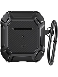 an image of the back side of a black case with two handles and a cable connected to it