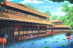 Japanese Mansion Traditional, Japanese Houses Traditional, Anime Houses, Casas The Sims 4, Fantasy Places