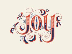 the word joy written in ornate calligraphy