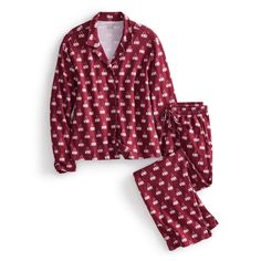 Unwind in classic comfort with our Long-Sleeved Pajama Set. Designed for those who appreciate timeless style and luxurious comfort, these pajamas offer the perfect blend of sophistication and relaxation for a restful night's sleep. Whether you're relaxing at home, getting ready for bed, or enjoying a leisurely weekend morning, our pajamas offer the perfect combination of comfort and flair. Vera Bradley Long-Sleeved Pajama Set in Duffel Mosaic Red/White XL Fleece Patterns, Linen Pajamas, Backpack Lunch Bag, Duffel Bag Backpack, Stocking Stuffer Gifts, Bedtime Routine, Toiletry Bag Travel, Print Pajamas, Pajama Set Women