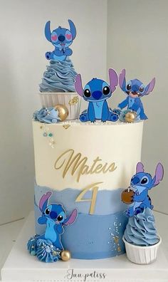 Stitch Birthday Party Ideas For Boys, Cheap Birthday Ideas, Cake Painting Tutorial, Stitch Party, Sugar Cookie Cakes