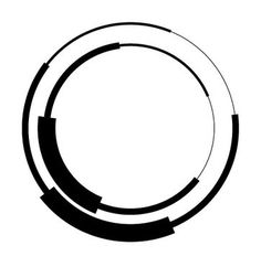 a black and white photo of a circle with arrows in the middle, on a white background