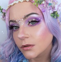 Autumn Fairy Makeup Ideas Pixie Makeup Halloween, Fairy Tale Makeup Ideas, Fairy Hair And Makeup Ideas, Kid Fairy Makeup, Fairy Makeup Ideas Fantasy Make Up, Fairy Halloween Costume Makeup, Colorful Fairy Makeup, Candy Land Makeup Ideas, Kids Fairy Makeup