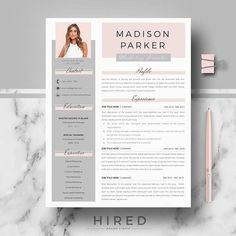 Creative & modern Resume / CV Template for Word AND Pages; Professional Resume / CV design, Cover Letter, References, tips; Instant Download Layout Cv, Creative Resume Design, Cv Design Professional, Cv Original, Minimalist Resume Template, Reference Page, Basic Resume