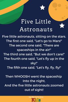 a poem written in the language of five little astronauts