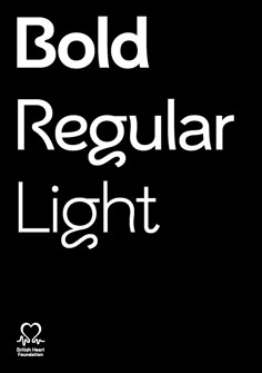 the words bold regular and light are in white letters on a black background that reads bold regular