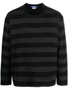 black/grey wool blend horizontal stripe pattern crew neck long sleeves straight hem Black Short Sleeve Sweater, Black Crew Neck Top With Signature Stripes, Black Horizontal Stripe Sweater For Fall, Black Horizontal Stripe Winter Sweater, Black Sweater With Striped Long Sleeves, Black Long Sleeve Sweater With Striped Sleeves, Winter Sweater With Signature Stripes And Long Sleeves, Classic Striped Crew Neck Sweater, Oc Moodboard