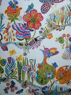 an artisticly designed wallpaper with colorful flowers and birds on white background, closeup