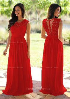 Chiffon Long Floor Length A Line Princess Sleeveless Bateau Zipper Prom Dress Outfits For Women With Appliqued Navy Prom Dresses, Sweep Train Prom Dress, Red Dresses Classy, Dark Red Dresses, Corset Dress Prom, Lace Prom Dress, Mermaid Bridesmaid Dresses, Light Blue Dresses, Dresses Royal