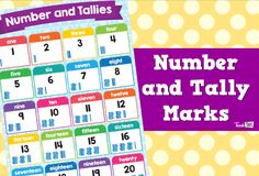 a calendar with the words number and tally marks written on it, in front of a polka dot background