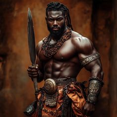 Black Warrior Male, African Warrior Women, Fijian Warrior, Male Physic, Human Warrior, Ideas Disfraz, African Superhero, Egyptian Warrior, African Warrior