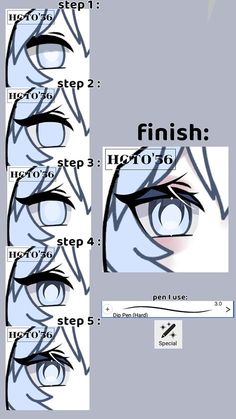 the steps to draw an anime eye step by step