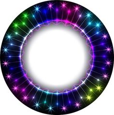 a circular frame with colorful lights in the middle