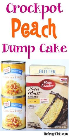 the crockpot peach dump cake has been made with butter and is ready to be eaten