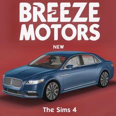 a blue car with the words breezeze motors next to it