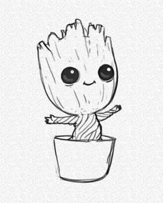 a drawing of a baby groote in a cup