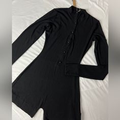 Size Xs Brand New With Tags In The Shade “Onyx” Sold Out Online Serious Inquiries Only ! Black Long Sleeve Jumpsuit With Button Closure, Black Fitted Button-up Jumpsuits And Rompers, Fitted Long Sleeve Bodysuit With Button Closure, Fitted Long Sleeve Bodysuit With Buttons, Beige Jumpsuit, Mock Neck Bodysuit, Bodysuit Jumpsuit, Romper Black, Cotton Romper