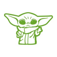 the child yoda from star wars is shown in green