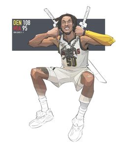 a drawing of a man holding two baseball bats in one hand and wearing a uniform with the number 95 on it