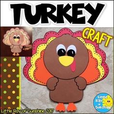 the turkey craft is made from paper and has an image of a turkey on it