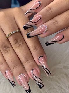 Gothic Nails, Black Nail Designs, Negroni, Beauty Nail, Long Acrylic Nails, Cute Acrylic Nails, Acrylic Nail Designs