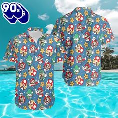 Mario And Luigi Beach Hawaiian Shirt The Hawaiian Shirt is an iconic symbol of laid-back, tropical style. Crafted from lightweight, breathable fabrics, it offers a comfortable and relaxed fit, perfect for warm weather escapades. Its vibrant, exotic patterns evoke the spirit of the Hawaiian islands, radiating a sense of fun and adventure. With its button-up design and collared finish, it strikes the perfect balance between casual and smart-casual attire. Whether you’re strolling along the beach o Summer Hawaiian Shirt In Blue With Prints, Summer Blue Hawaiian Shirt With Prints, Summer Beach Shirt In Patterned Design, Multicolor Graphic Print Beach Shirt, Beachy Camp Shirt For Summer Vacation, Cotton Beachwear Shirt For Vacation, Casual Summer Camp Shirt For The Beach, Casual Printed Camp Shirt For Summer, Casual Summer Hawaiian Shirt Printed