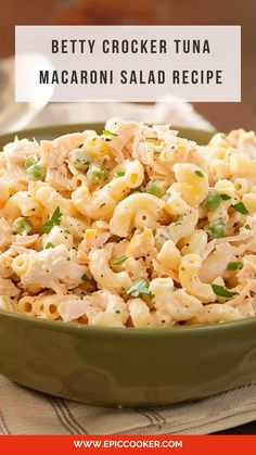 a green bowl filled with macaroni salad