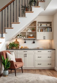 Staircase Storage Under Stairs Under Stairs Drop Zone, Staircase Under Design, Basement Stairs Storage, Under Stairs Closet