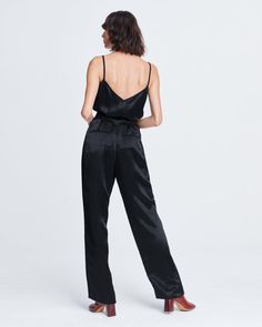 Rochelle Satin Black Jumpsuit | rag & bone Crepe Jumpsuit, Dark Fashion, Black Jumpsuit, Invisible Zipper, Waist Belt, Rag & Bone, Jumpsuits For Women, Dresses For Sale, Dress Skirt